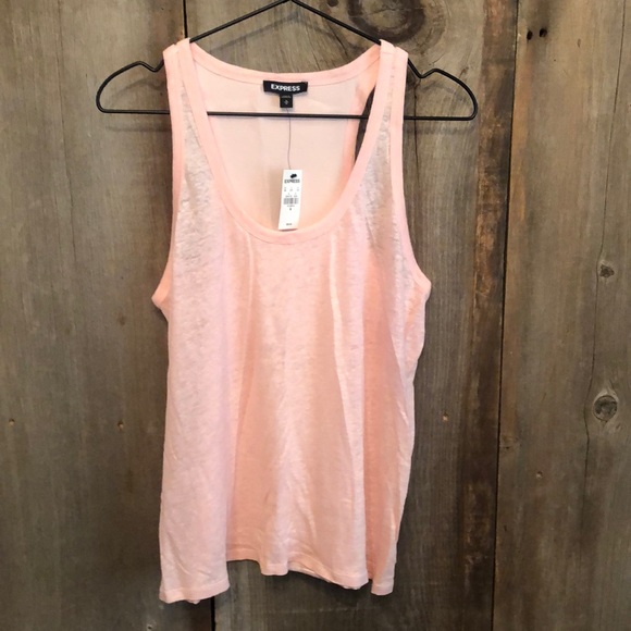 Express Tops - Express Mixed Media Racerback Tank in Pink Size Medium